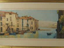 Appraisal: A limited edition print Mediterranean scene of fishing boats and