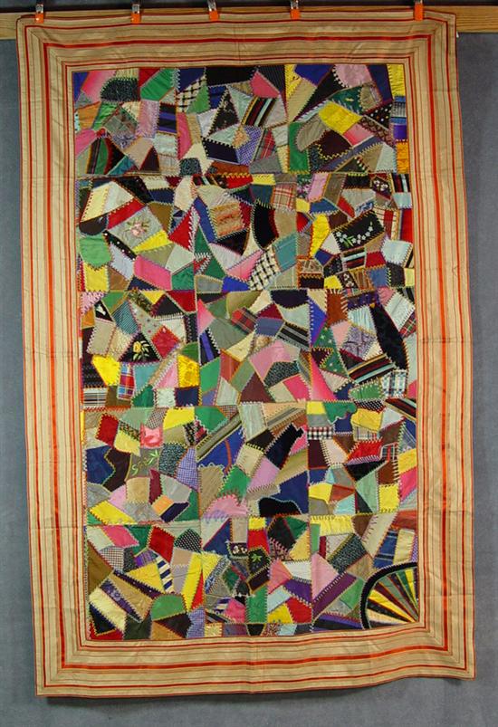 Appraisal: Victorian Crazy Quilt Made by Harriet Gilbert circa Sampler stitching