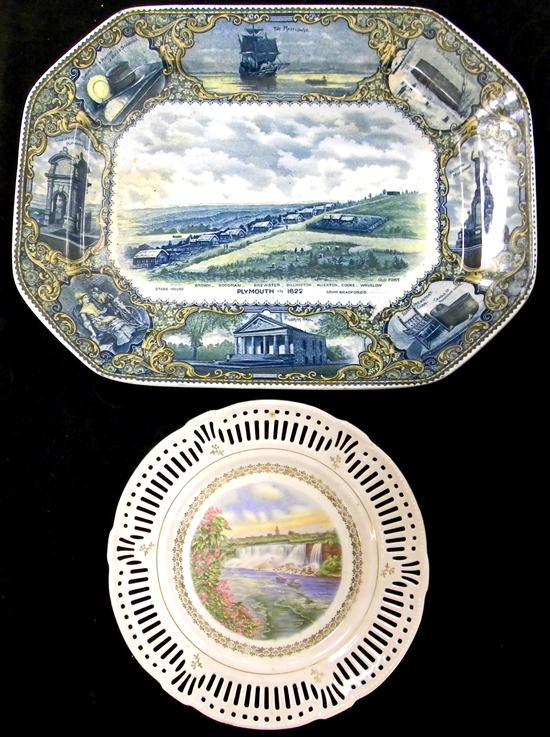 Appraisal: R M Co Staffordshire Plymouth Mass ceramic souvenir tray marked