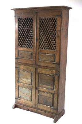 Appraisal: An early th Century Spanish walnut kitchen cupboard the upper