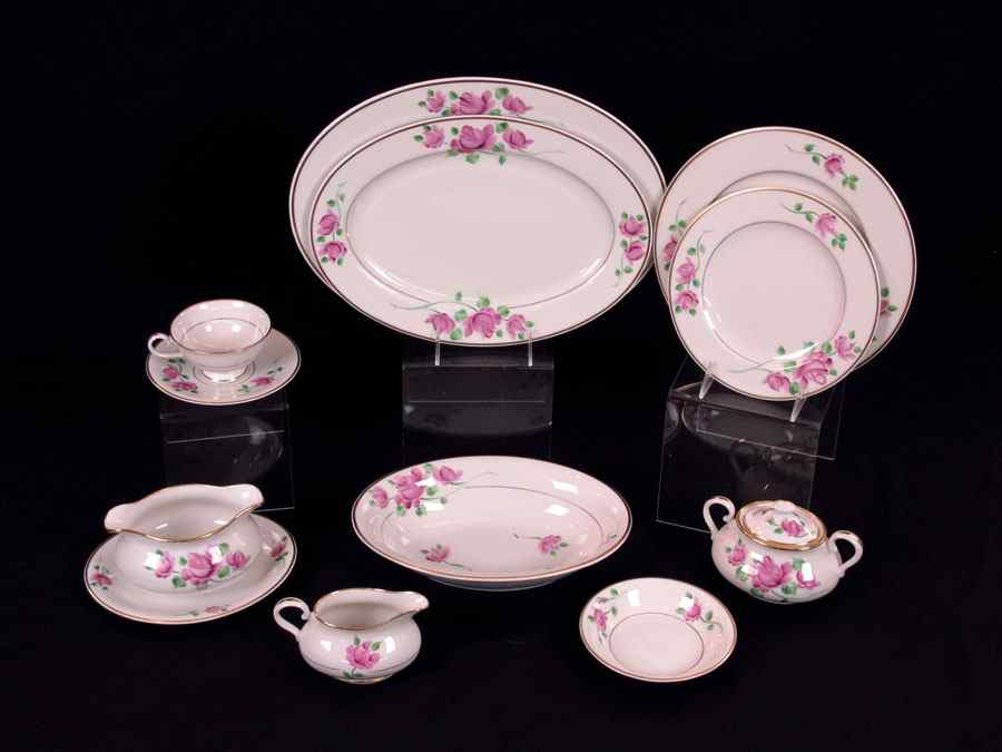 Appraisal: HAND PAINTED CHINA SERVICE BY KIRK Pattern Kir Approx pieces