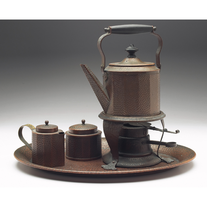 Appraisal: Joseph Heinrichs tea set tray ''w x ''l teapot and