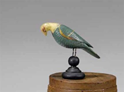 Appraisal: Carved and painted parrot late th early th century Chip-carved