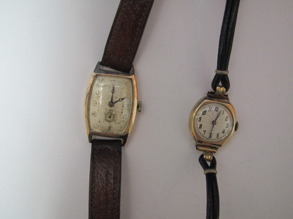 Appraisal: A gents ct gold wrist watch and a lady's gold