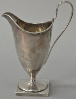 Appraisal: English silver creamer urn form with handle on square base