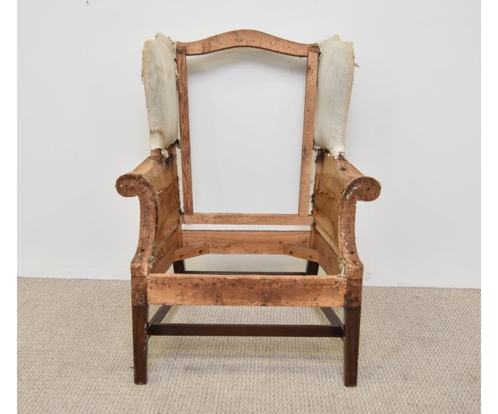 Appraisal: American mahogany wing chair frame th c h x w