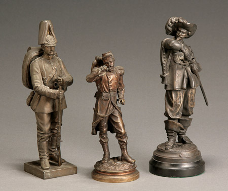 Appraisal: Three Continental Bronze Figures of Men Circa The first modeled