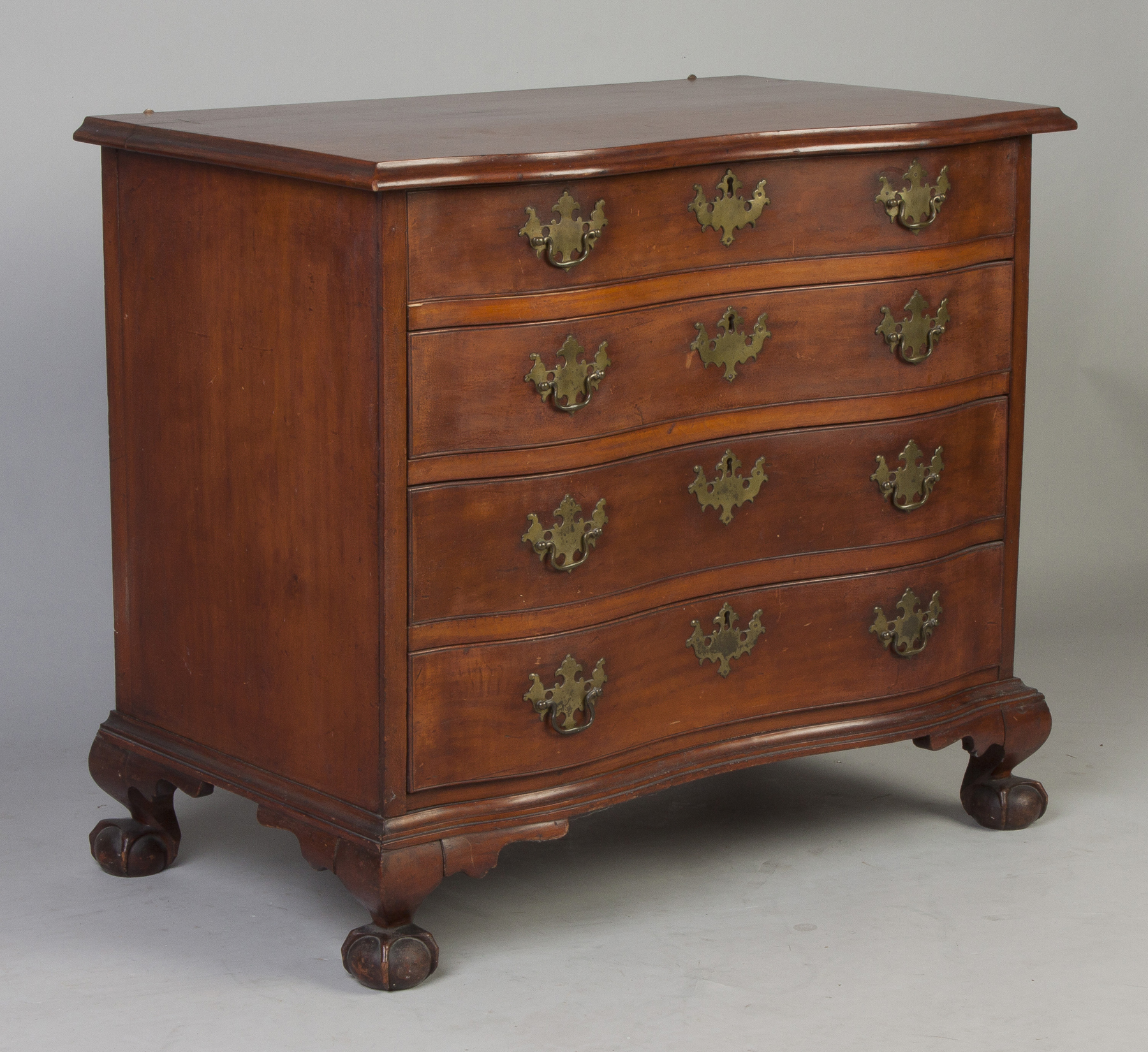 Appraisal: New England Chippendale Oxbow Diminutive Chest th cent Cherry claw