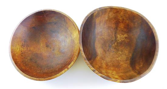 Appraisal: Two th th C large maple treen bowls round one