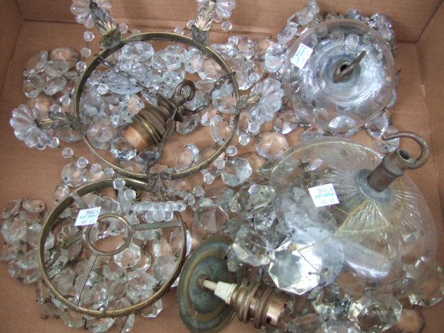 Appraisal: Four Victorian bag chandeliers each hung with cut glass drops