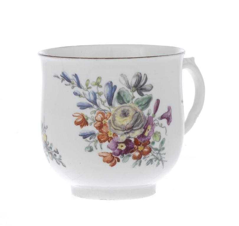 Appraisal: A CHELSEA COFFEE CUP finely painted with a loose bouquet