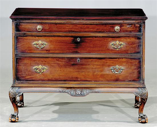 Appraisal: English Chippendale style carved mahogany chest circa rectangular molded top