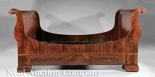 Appraisal: A Fine American Late Classical Mahogany Sleigh Bed c attributed