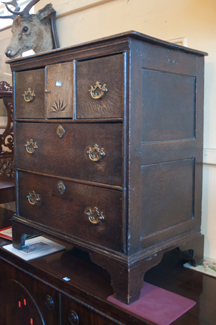 Appraisal: CIRCA TH CENTURY OAK FOUR DRAWER CHEST WITH CENTRAL DOOR