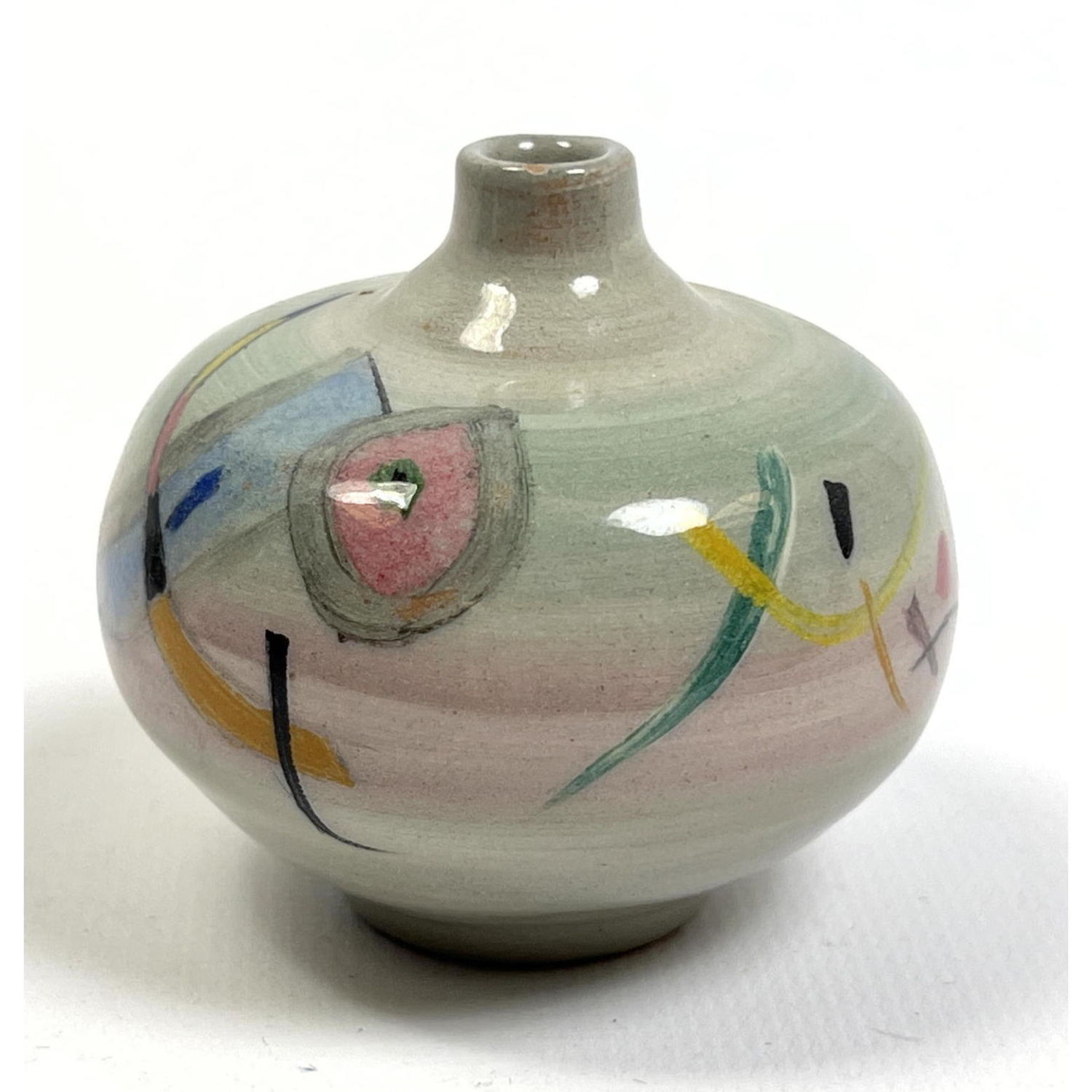 Appraisal: POLIA PILLIN Hand Painted Art Pottery Vase Unusual abstract modern