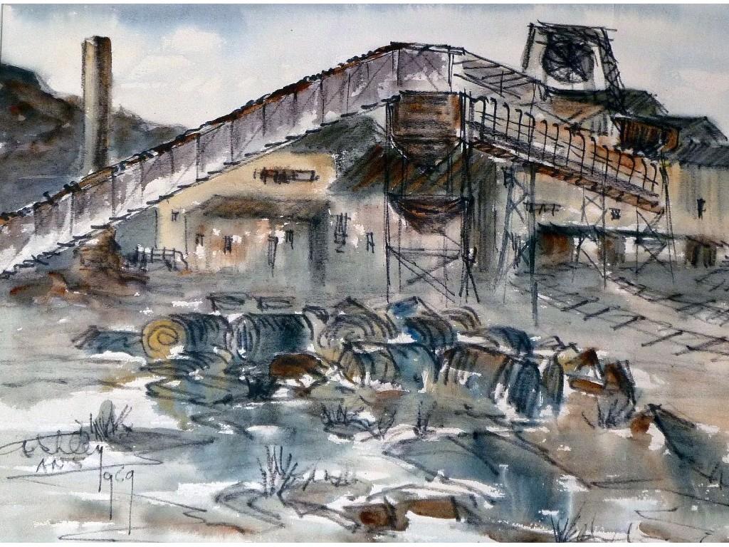 Appraisal: ASHLEY JACKSON b WATERCOLOUR DRAWING'Barnsley Pit' signed and dated x