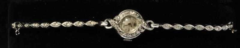 Appraisal: K W Gold Diamond Lady's Longines Watch Description Not working