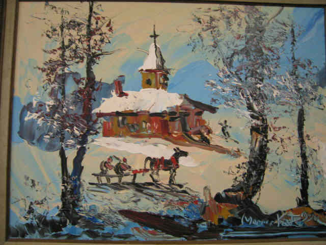 Appraisal: Morris Katz Winter Landscape with Church oil on board well