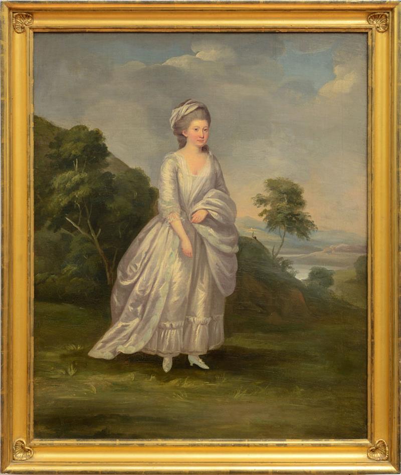 Appraisal: ENGLISH SCHOOL PORTRAIT OF A LADY IN A WHITE DRESS