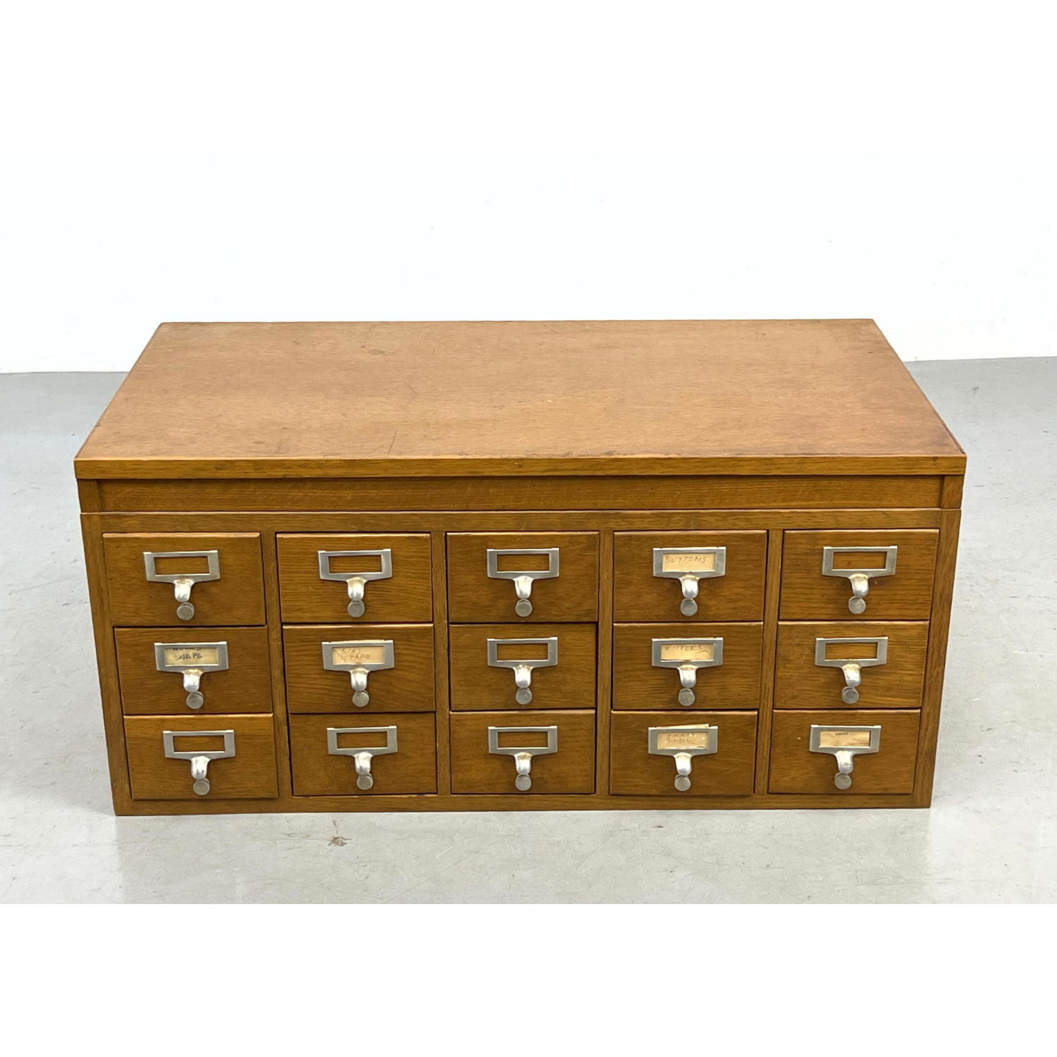 Appraisal: Vintage Oak File Drawer Cabinet drawers in oak cabinet Dimensions