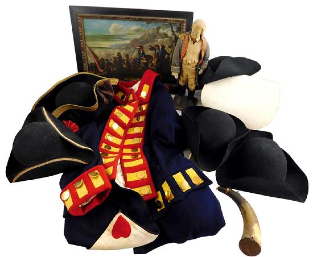 Appraisal: Collection of Revolutionary War-themed items ten total including wooden figure