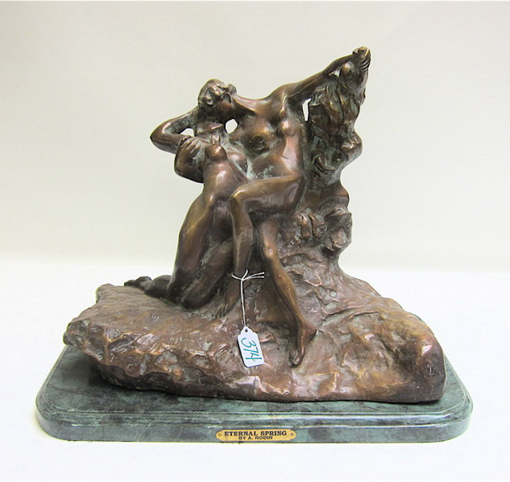 Appraisal: BRONZE FIGURAL GROUP SCULPTURE AFTER AUGUSTE RODIN French - Eternal