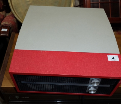 Appraisal: Fidelity record player in a red vinyl case in good