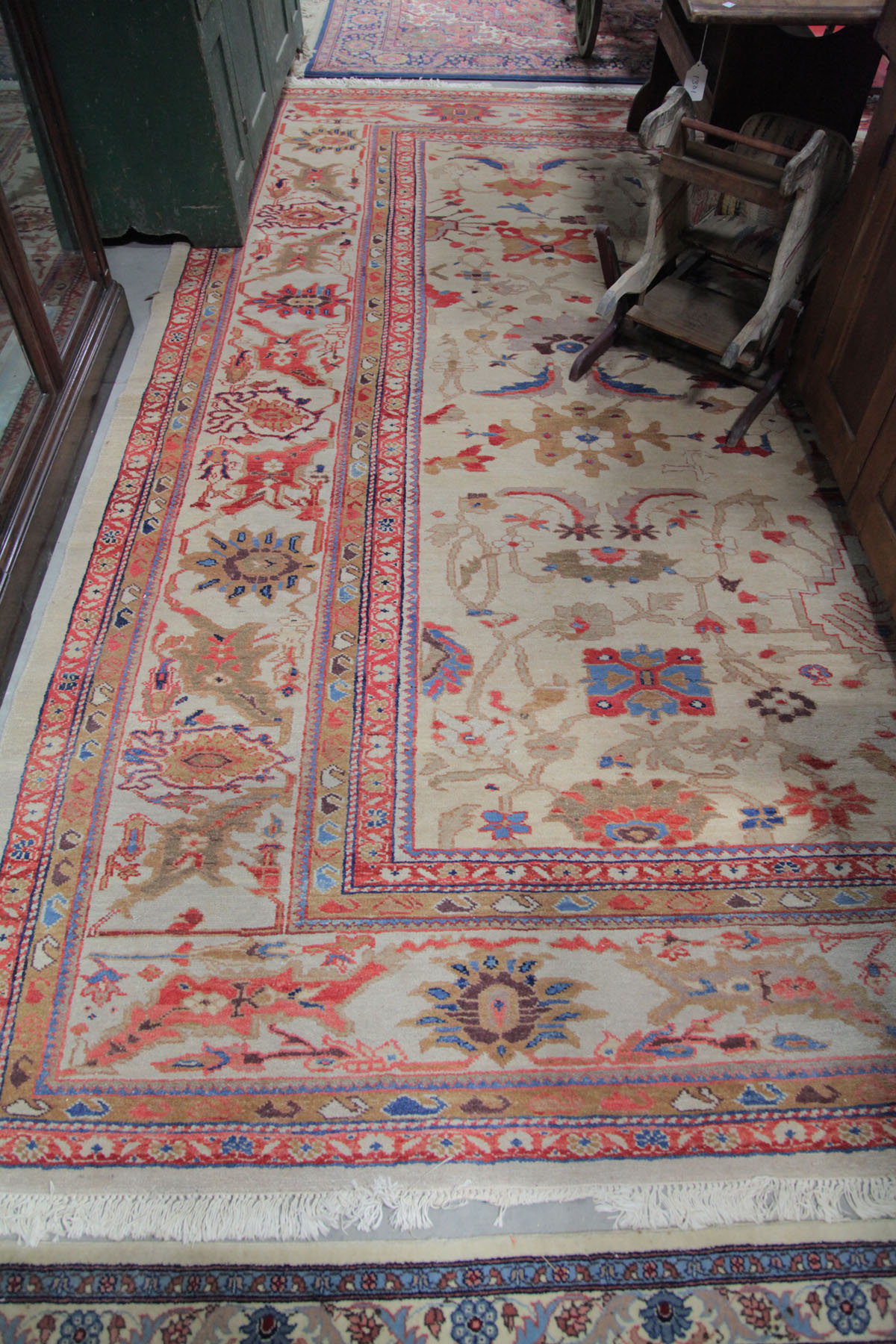 Appraisal: ROOMSIZE ORIENTAL STYLE RUG Turkey first half th century Cream