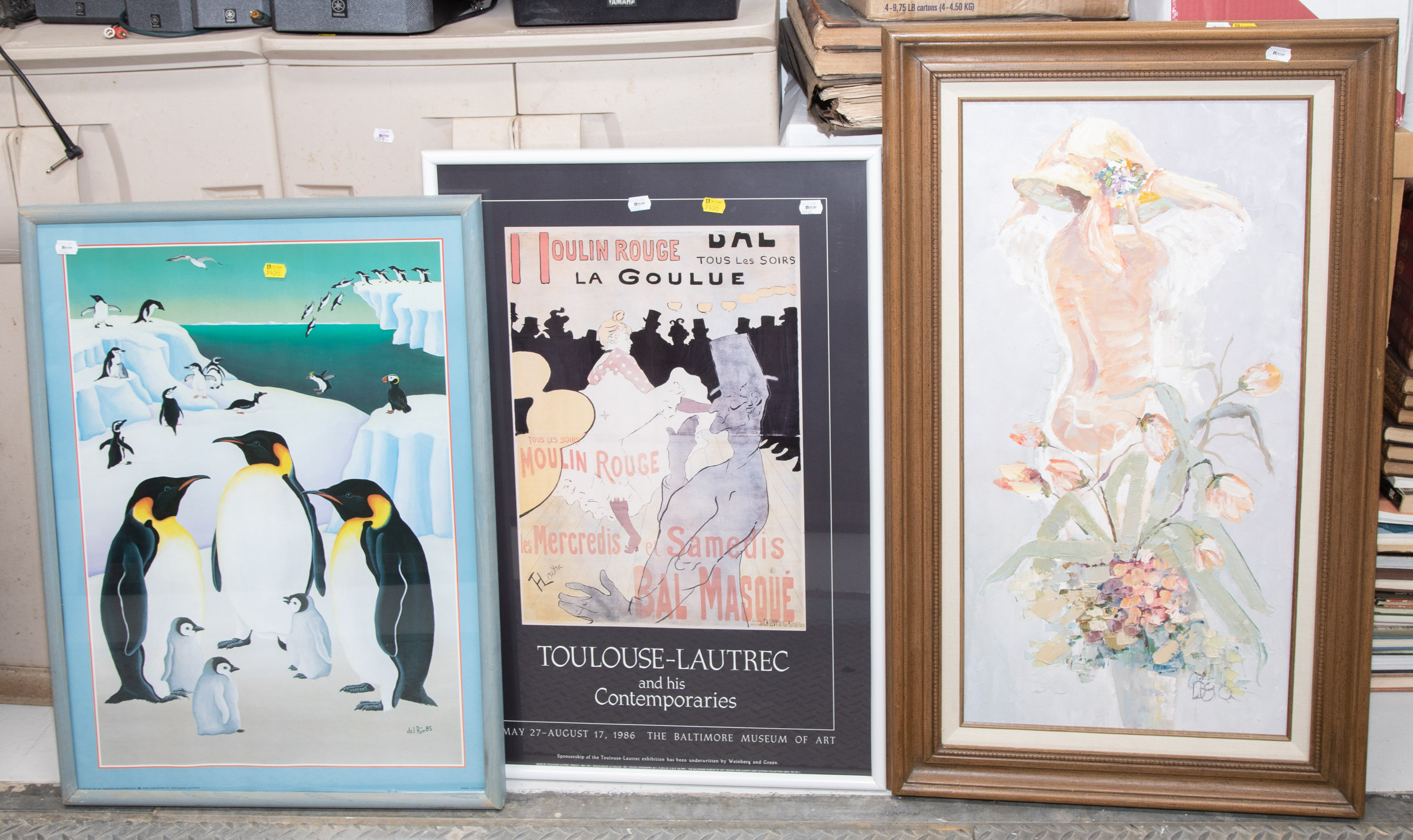 Appraisal: THREE FRAMED DECORATIVE ARTWORKS