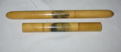 Appraisal: TWO MAUCHLINE WARE NEEDLE CASES each black printed with an