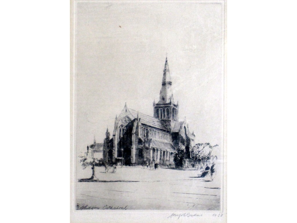 Appraisal: JOSEPH BURNS etching 'Glasgow Cathedral' monogrammed and entitled on the