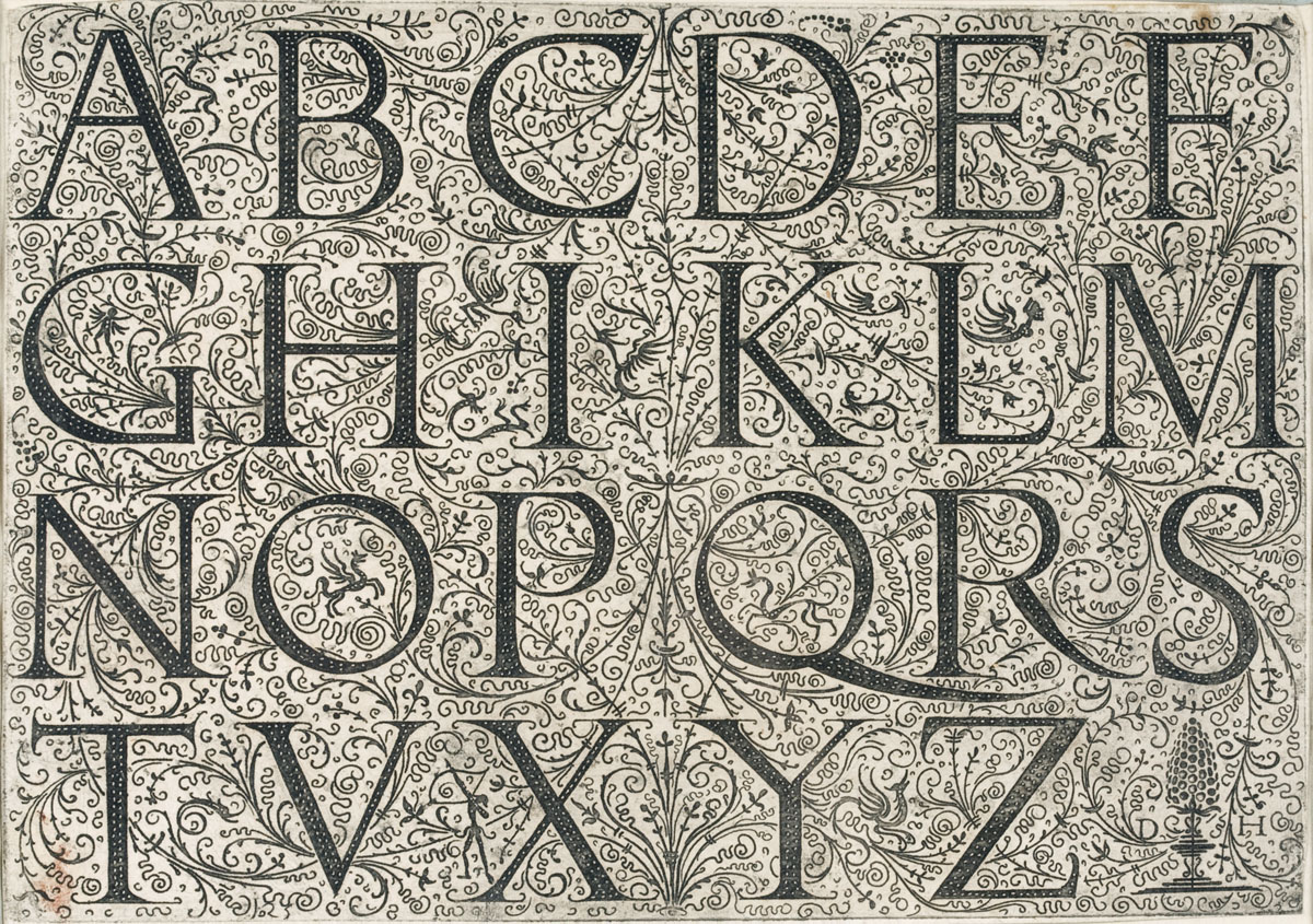 Appraisal: EARLY ENGRAVING OF THE ALPHABET SIGNED WITH INITIALS quot DH