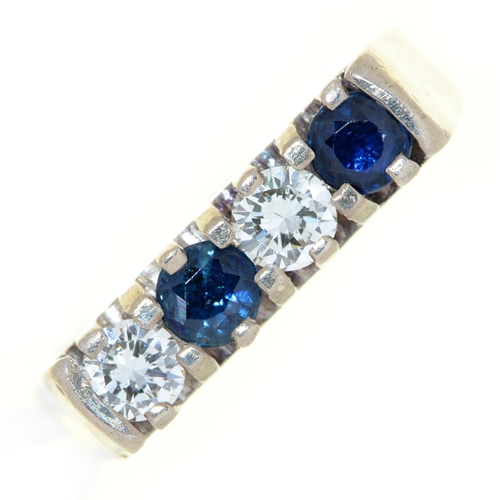 Appraisal: A sapphire and diamond ring in white gold marked ct