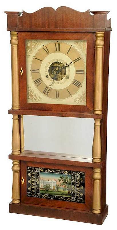 Appraisal: Nashville Tennessee Labeled Triple Decker Clock th century partial paper