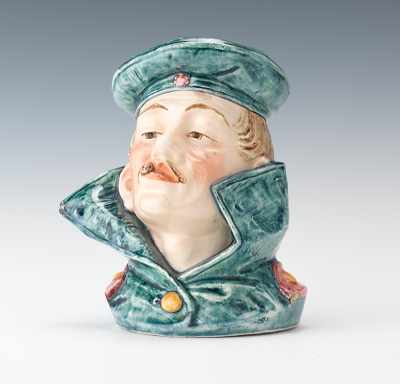 Appraisal: A Majolica Glazed Sailor's Head Tobacco Humidor Polychrome majolica glazed