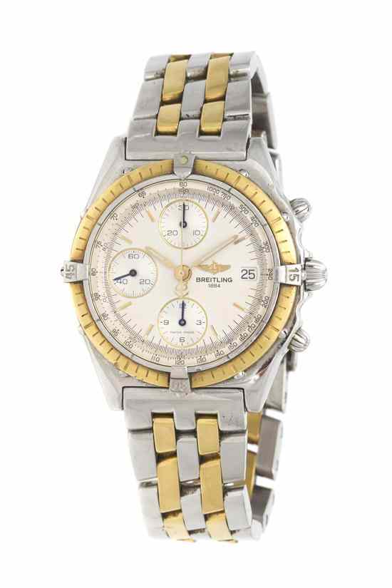 Appraisal: A Stainless Steel and Karat Yellow Gold Windrider Chronograph Wristwatch