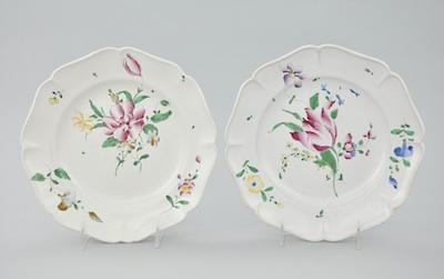 Appraisal: Two Strasbourg Faience Dishes Silver shaped and hand decorated with