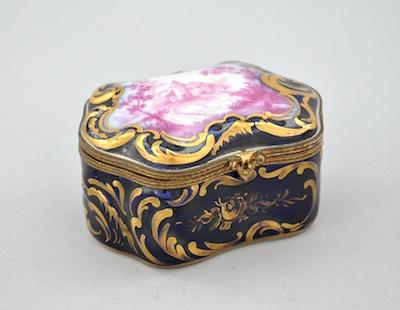 Appraisal: A Sevres Porcelain Box with Dore Mounts In cobalt blue