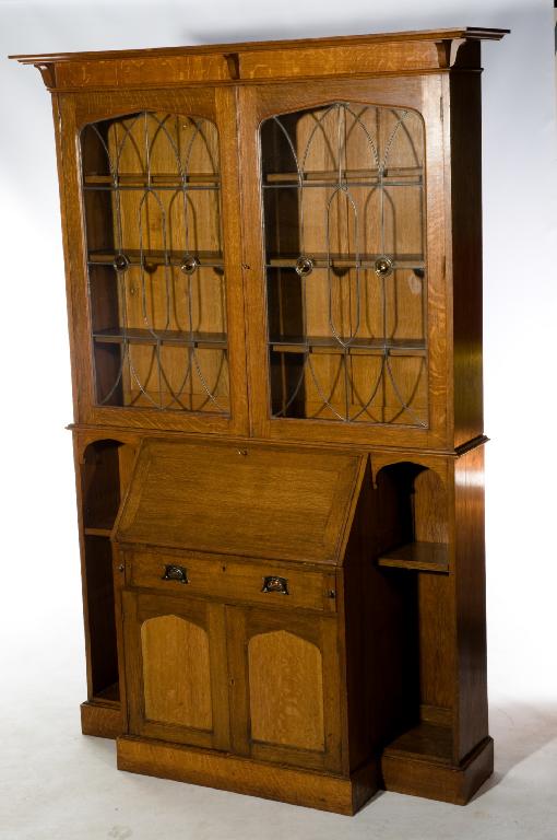 Appraisal: ARTS CRAFTS OAK BUREAU BOOKCASE PROBABLY LIBERTY CO c the