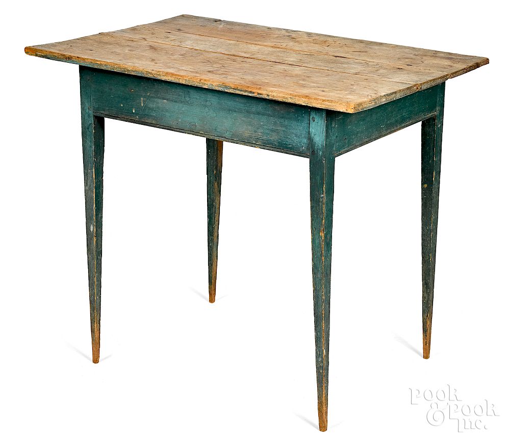 Appraisal: Mid-Atlantic painted hard pine work table Exclusive on Bidsquare Mid-Atlantic