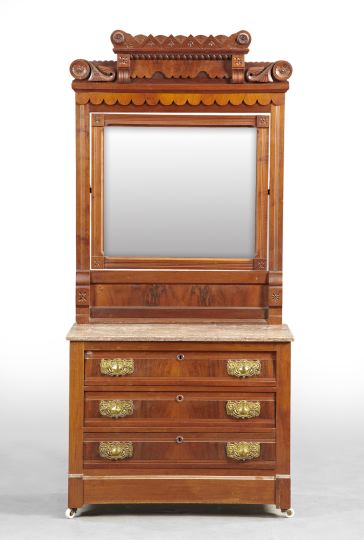 Appraisal: American Late Victorian Figured Walnut and Walnut Dressing Bureau late