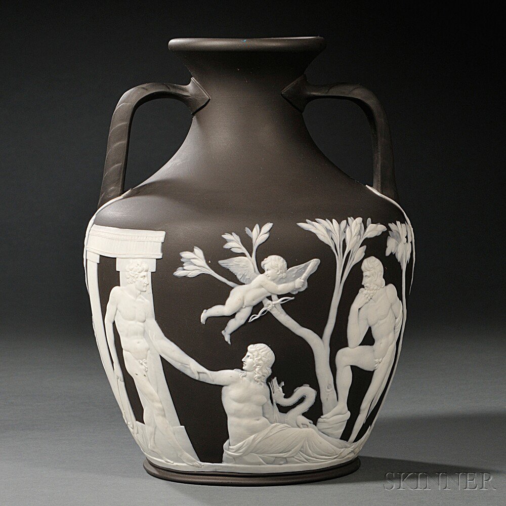 Appraisal: Wedgwood Solid Black Jasper Portland Vase England late th century