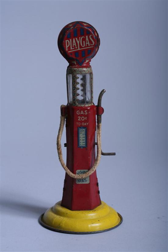 Appraisal: MOHAWK TOYS LITHO TIN PLAYGAS GAS PUMP PROVENANCE Estate of