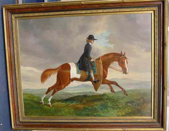 Appraisal: Manner of Thomas Stringer oil on canvas Chestnut racehorse with