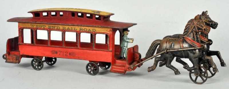 Appraisal: Cast Iron Horse-Drawn Pratt Letchworth Trolley American Includes two articulated