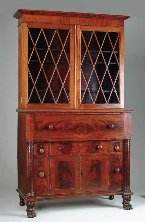 Appraisal: FINE FEDERAL MAHOGANY TWO PART BUTLER S SECRETARY Top section