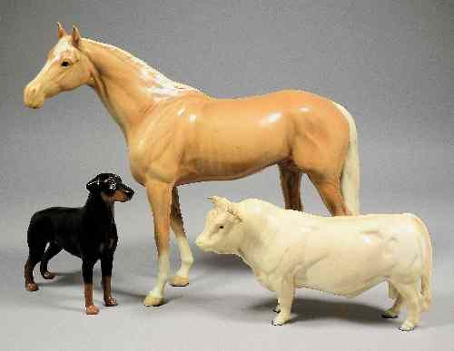 Appraisal: Three Beswick pottery figures - Palomino horse ins high Bull