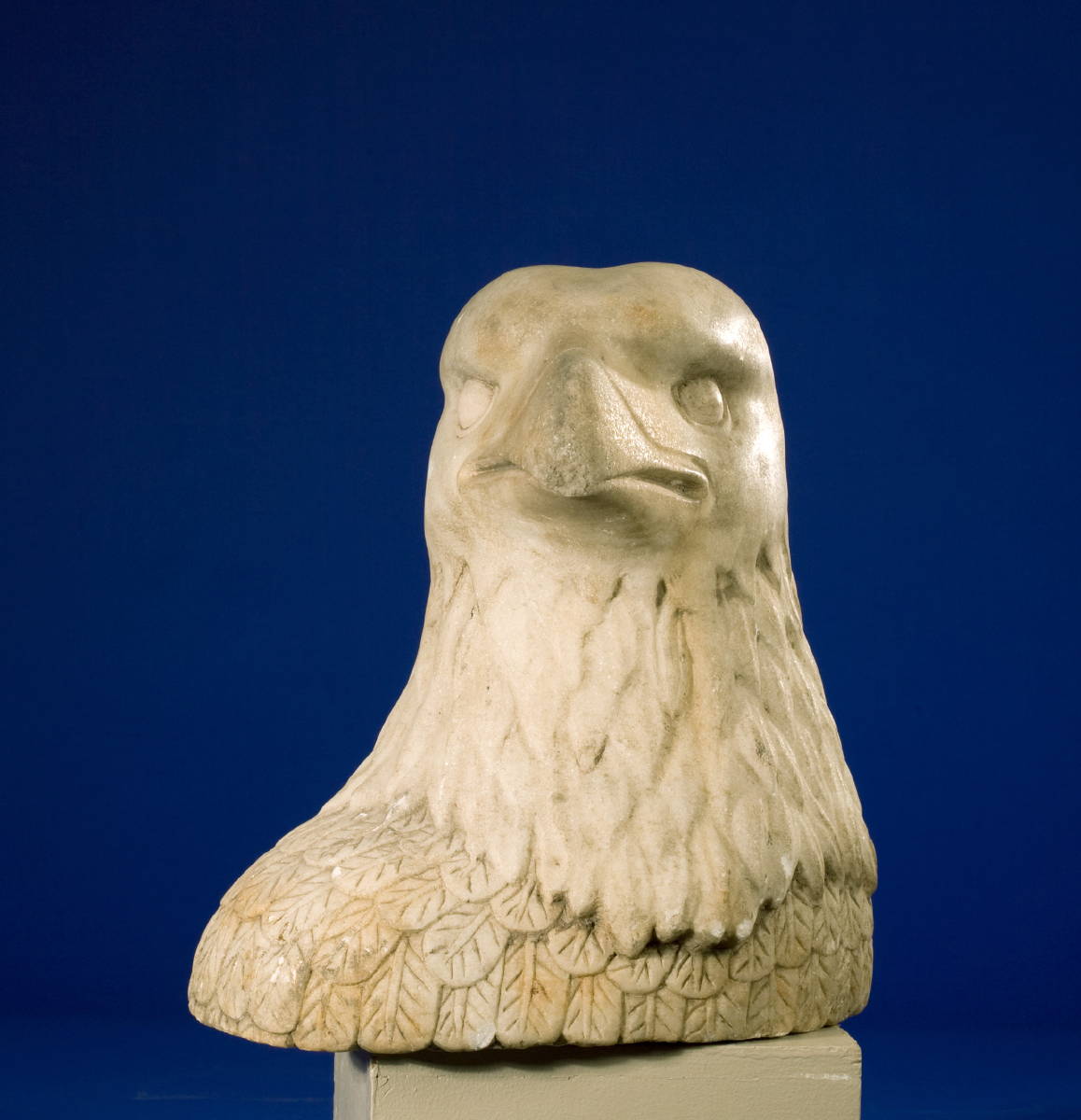 Appraisal: MONUMENTAL CARVED MARBLE EAGLE HEAD IN WEATHERED SURFACE Height inches