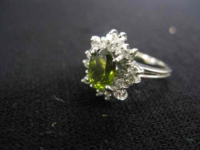 Appraisal: Tourmaline Diamond Ring fine green gem weighing carat surrounded by