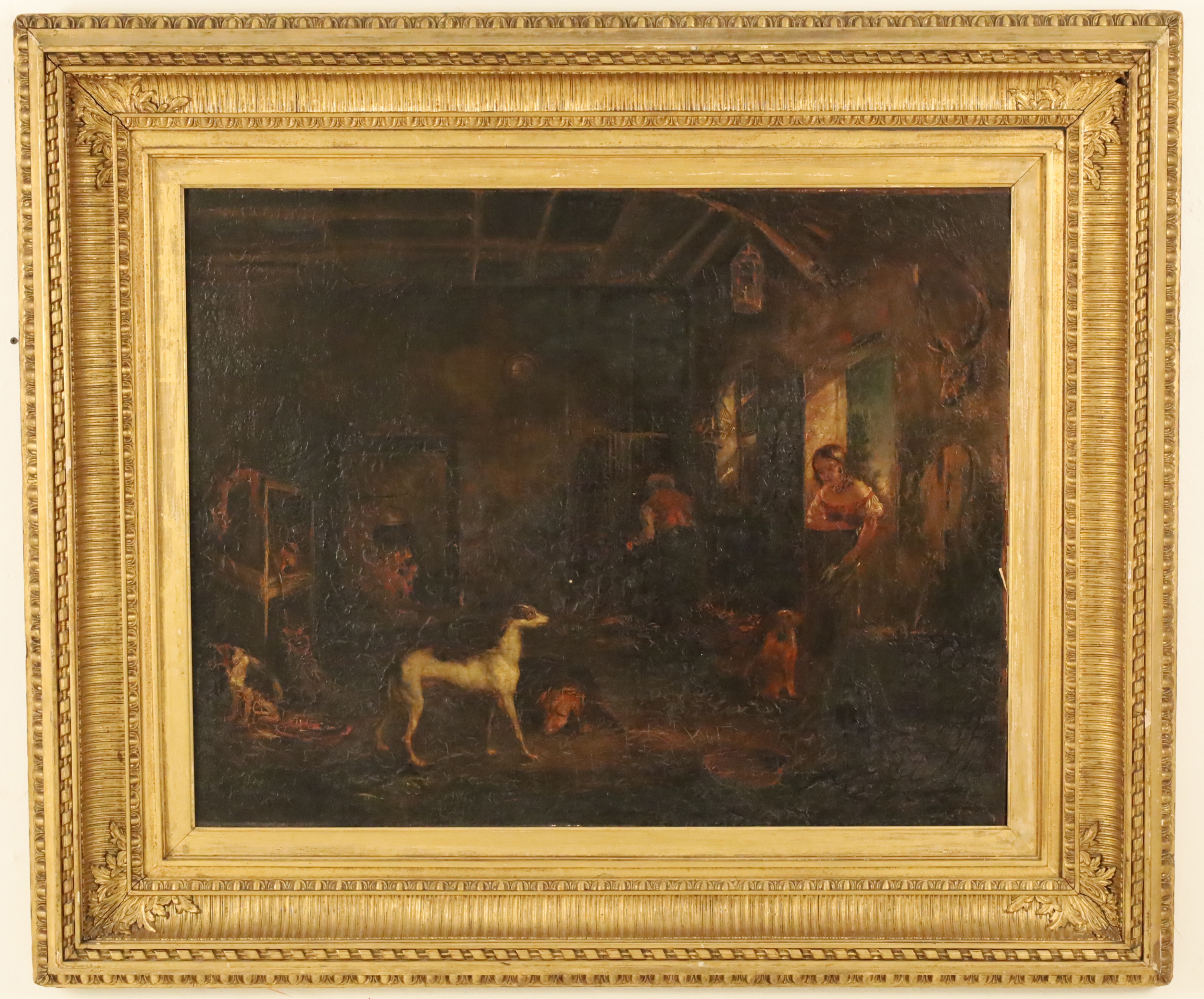 Appraisal: EUROPEAN TH C OIL ON CANVAS INTERIOR SCENE European th